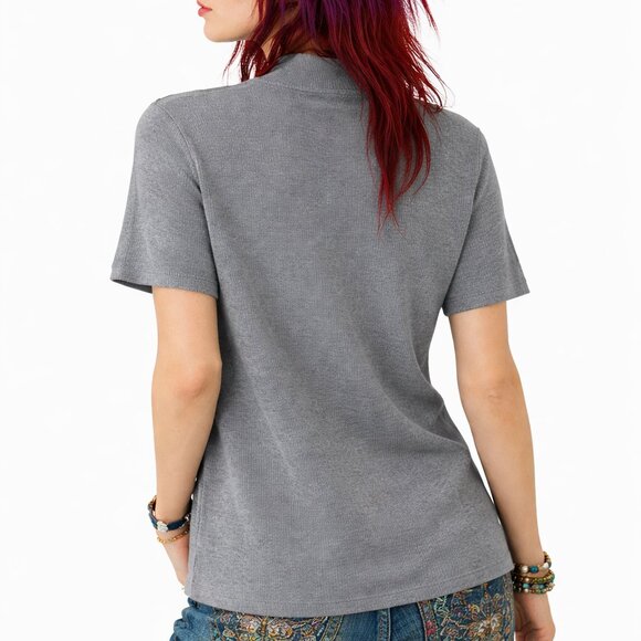 Pendleton Gray Short Sleeve Spring Style Turtle Neck Sweater, Size Medium - Picture 3 of 7